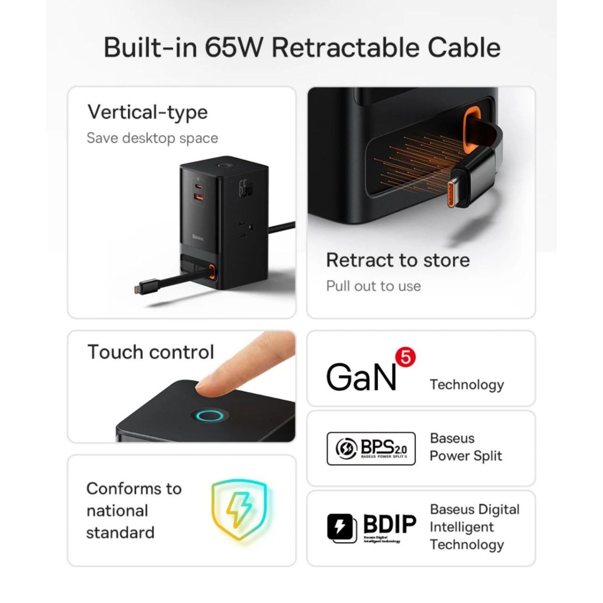 شارژر رومیزی باسئوس مدل PSLR000001 به همراه کابل USB-C