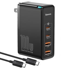 شارژر دیواری باسئوس مدل GaN2 Pro 100W به همراه کابل تبدیل USB-C