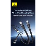 کابل تبدیل USB/USB-C به لایتنینگ/USB-C بیسوس مدل Flash Series 3 100W طول 1.5 متر